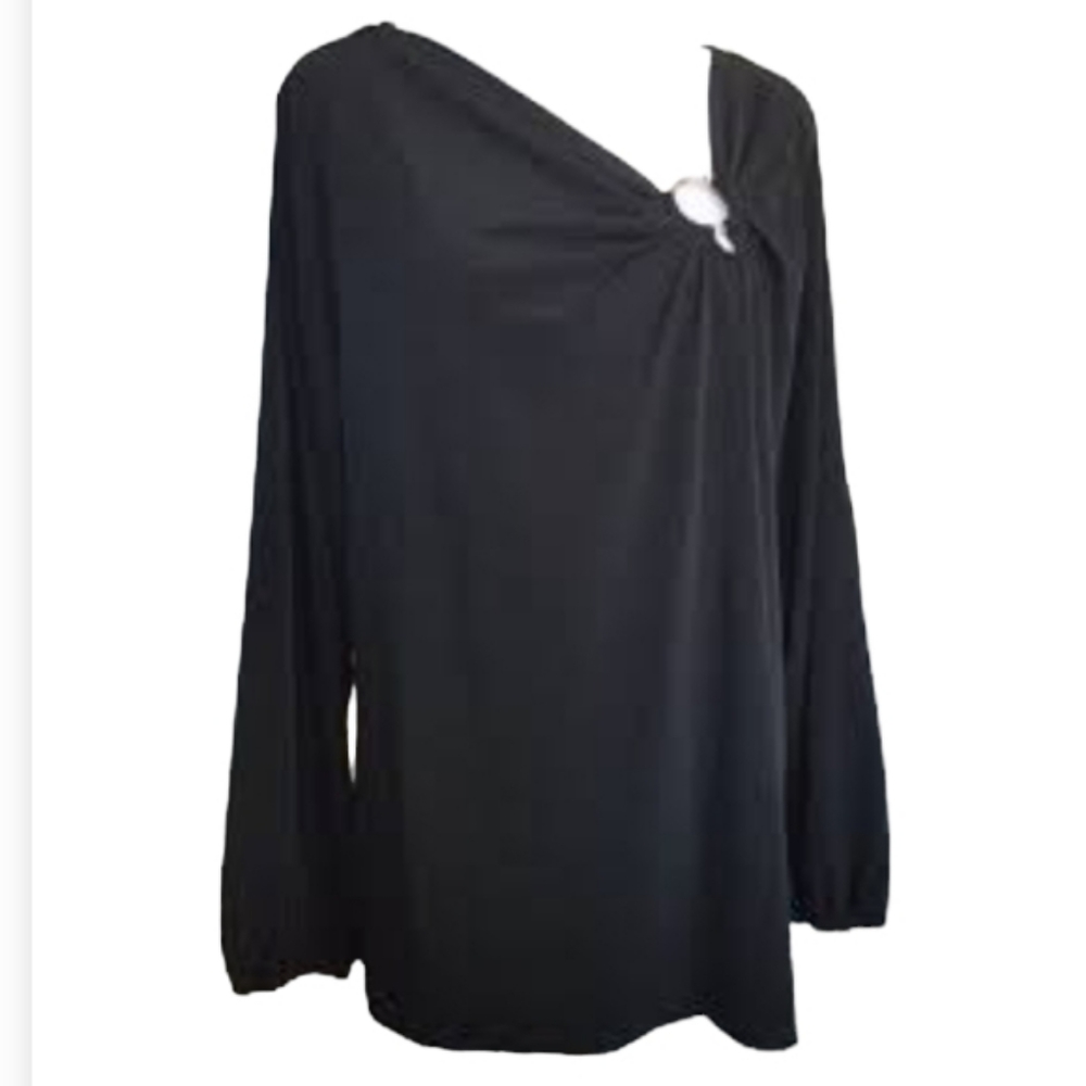 Michael Kors Assemetrical Neck Top W/ O ring Detail